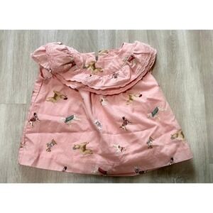Janie and Jack Pink Dog Print Ruffle Collar Baby Girl Dress 0-3 Months